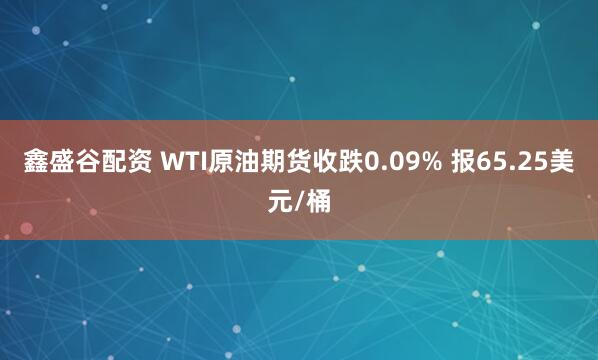 鑫盛谷配资 WTI原油期货收跌0.09% 报65.25美元/桶